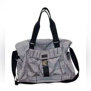 Lauren Ralph Lauren Houndstooth Travel Tote Black/White  16” x 11” x 7”
